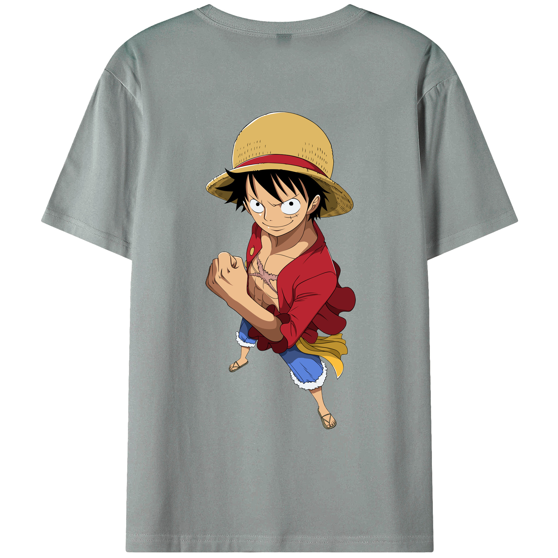 ワンピース モンキー・D・ルフィ ONE PIECE Monkey D. Luffy 綿100％ メンズ半袖Tシャツ（バックプリント） 通気性